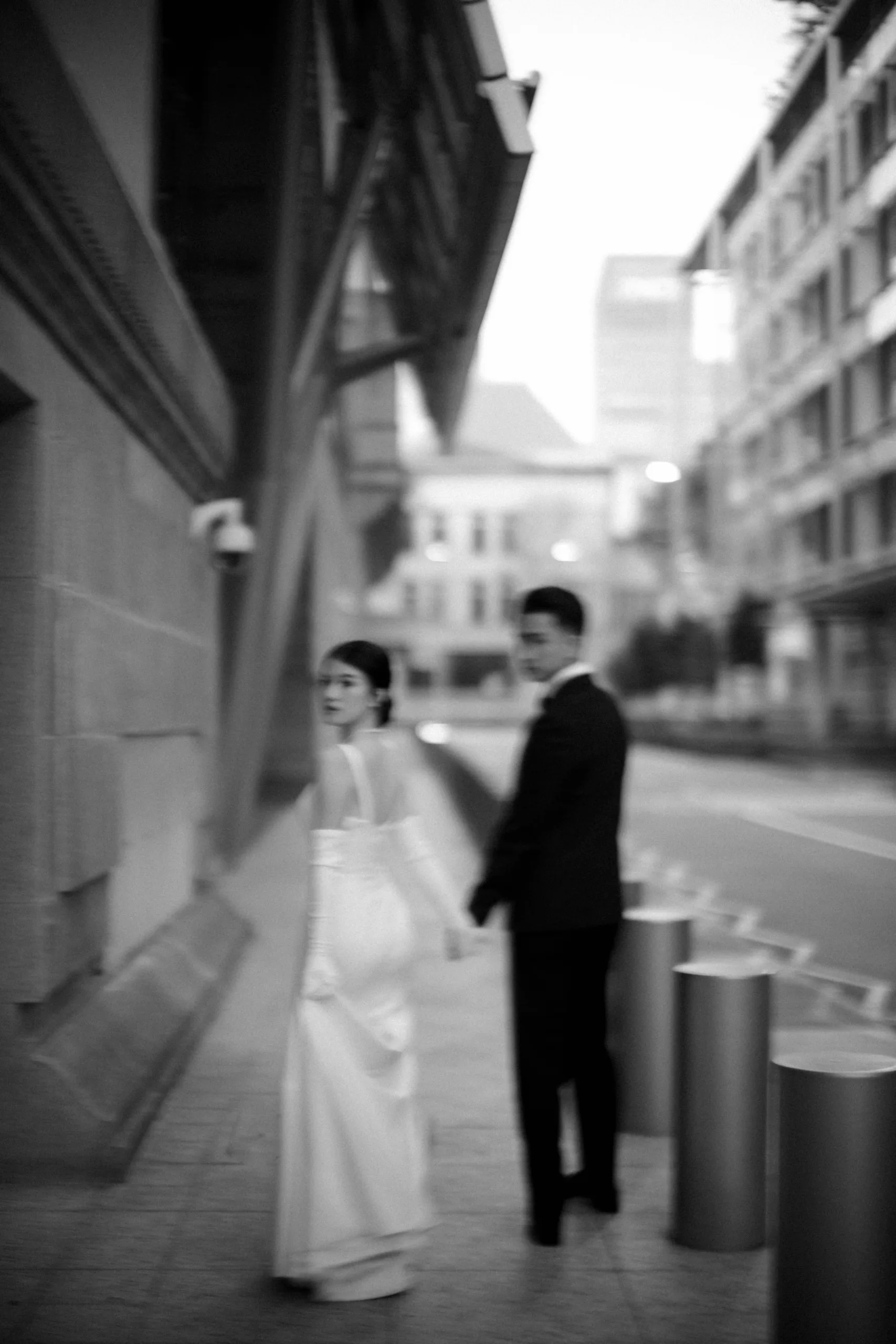 Bride and Groom Looking back