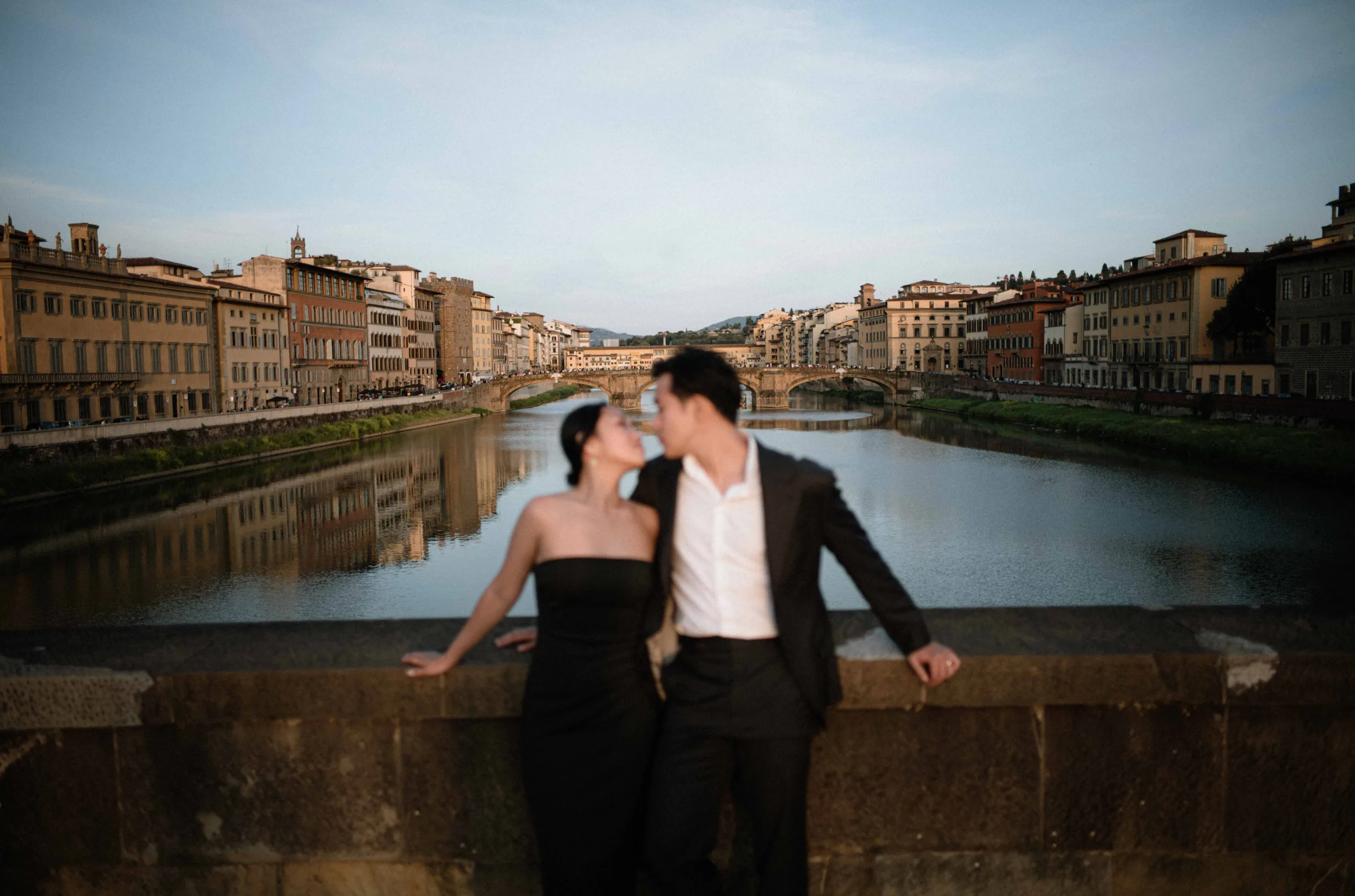 Bride and groom kissing